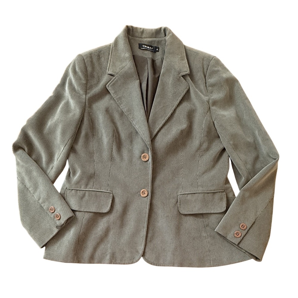 Tribal Women's 6 Olive Green‎ Corduroy Blazer Career Pockets